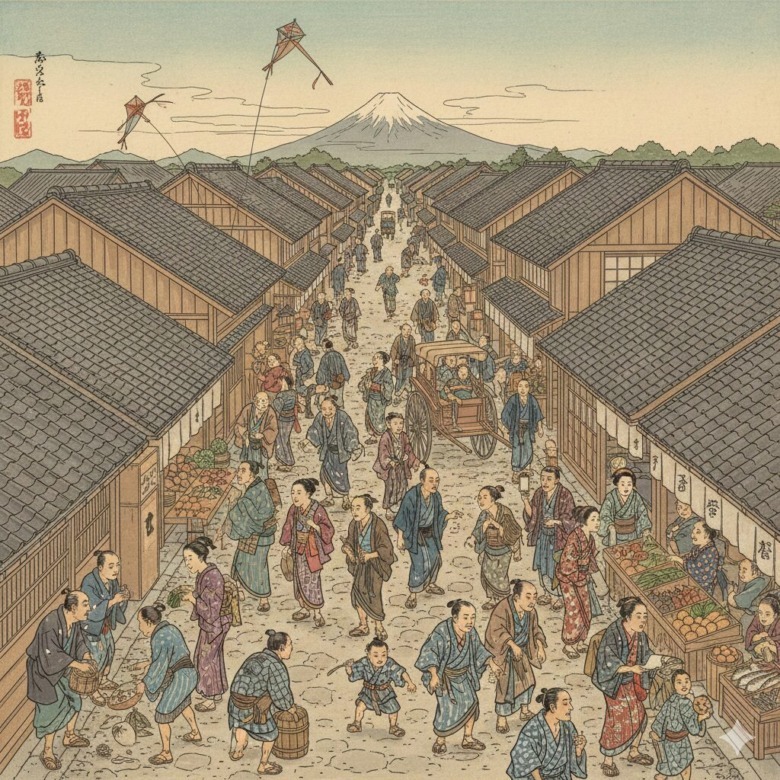 Daily Life in Edo. (by AI)