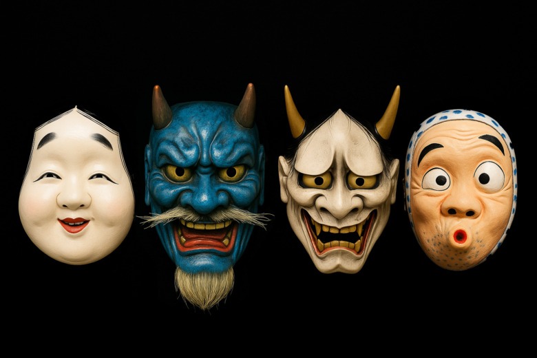 okame & oni & hannya & hyottoko okame & oni & hannya & hyottoko