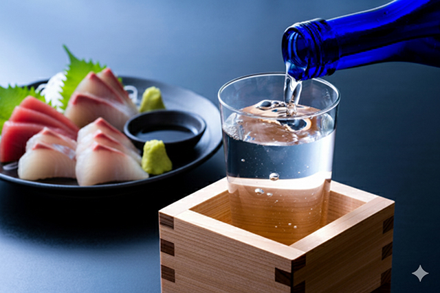 Masu (Wooden Square Cup) and Glass set