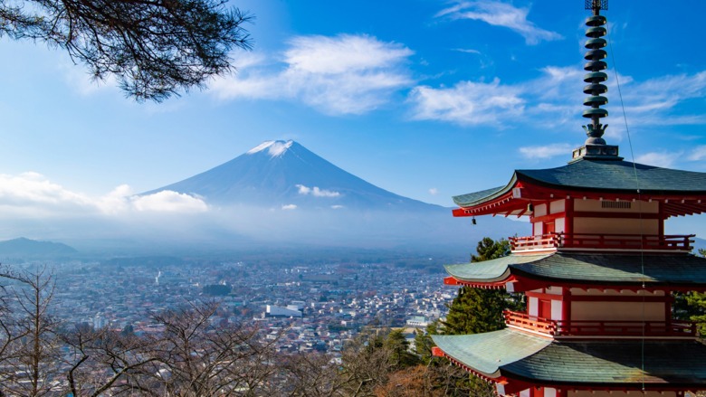 Yamanashi prefecture Mt.Fuji and gojyuu no tou