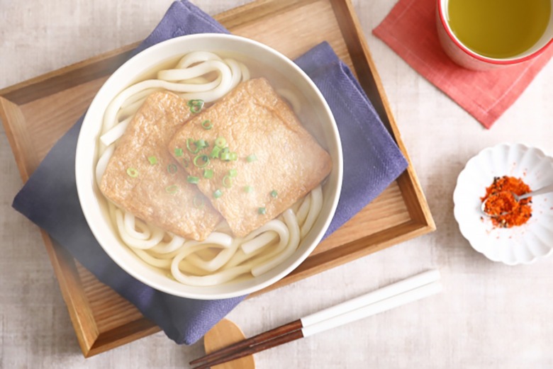 Kitsune udon Kitsune udon (Kitsune means udon noodle soup with deep-fried tofu)