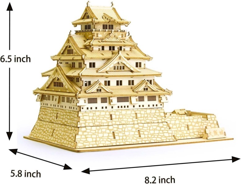 Golden Osaka Castle Wooden Architecture 3D Puzzle