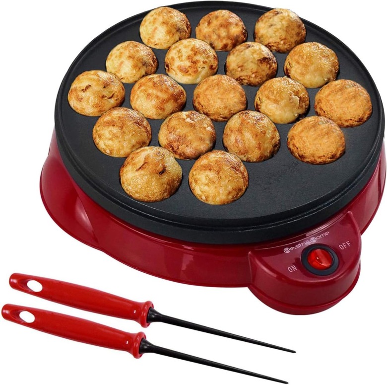 Electric Takoyaki Maker (18 Holes, Red)